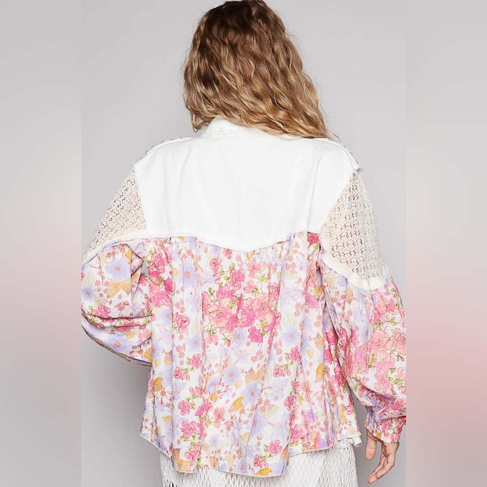 🍓 POL “ Heartspell “ Pearl Patchwork Jacket | Pink - Picture 4 of 5